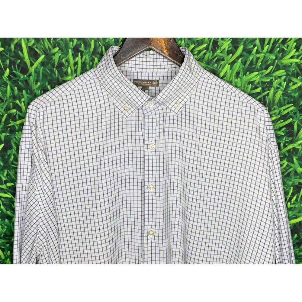 Peter Millar Summer Comfort Men’s Long Sleeve Button Front XL Plaid Shirt